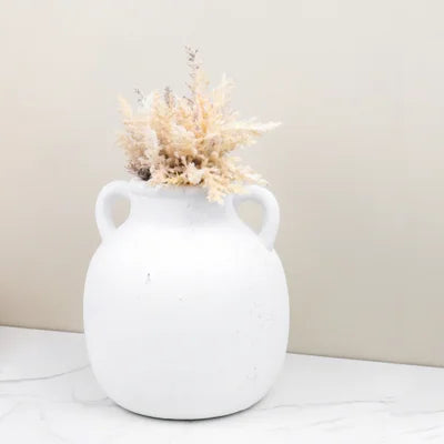 White 2 Handle Jug Vase