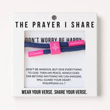 DON'T WORRY BE HAPPY Christian Cord Bracelet, Bible Verse