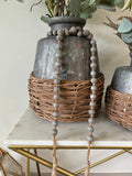 Large 15'' Wilmington Mercury Glass Vase With Woven Basket-T