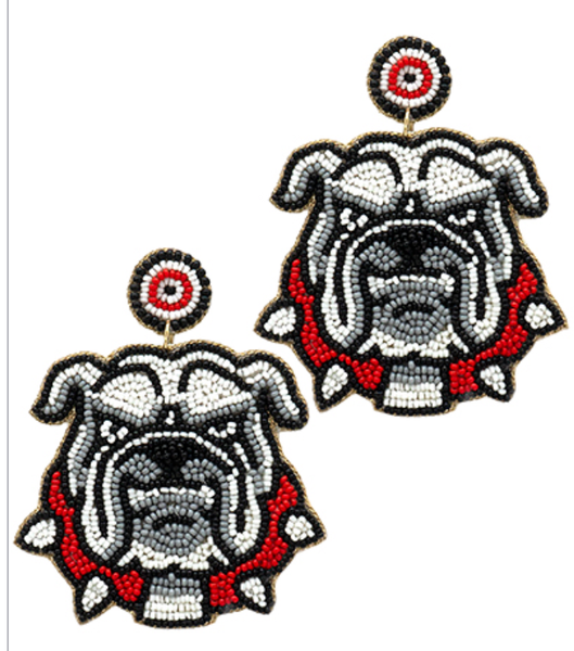 Bulldogs Earrings Seed Bead