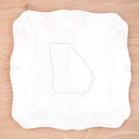 Georgia Embossed Square Platter   White   11.5x11.5