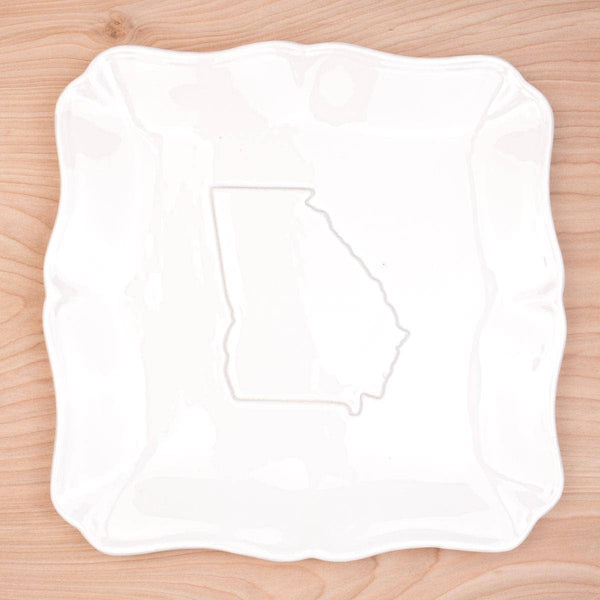 Georgia Embossed Square Platter   White   11.5x11.5