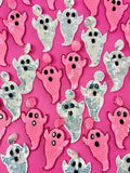 Halloween Sequin Ghost Earrings - Pink
