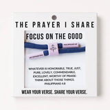 FOCUS ON THE GOOD Christian Cord Bracelet, Bible Verse Gifts