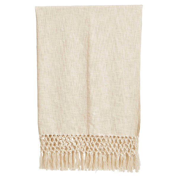 Woven Cotton Throw with Crochet & Fringe