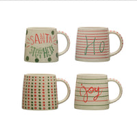 16oz Hand Painted Stoneware Mug w/ Holiday word or pattern