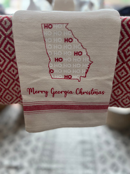 Merry Georgia Christmas Hand Towel