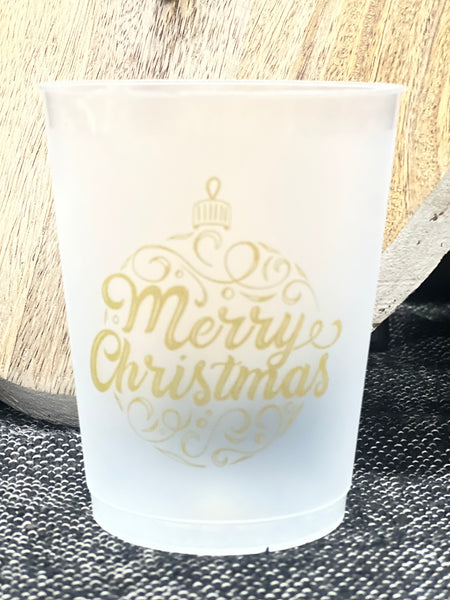 Merry Christmas Ornament Script Party Cups