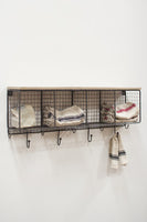 Large Wire Mesh Four Horizontal Cubbies w/ wooden Top