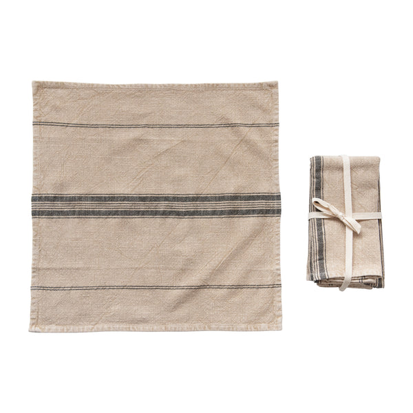 Woven Cotten Blend Napkins with stripes