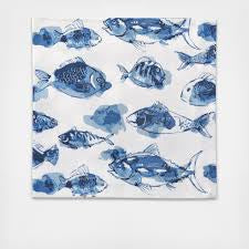 Blue Watercolor Fish Beverage Napkin