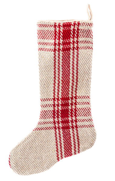 Red & Natural Plaid Stocking