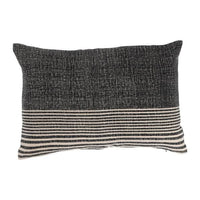 Cotton Blend Slub Lumbar Pillow w/ Stripes and Leather Tabs