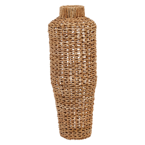 Hand-woven Water Hyacinth & Rattan Floor Vase
