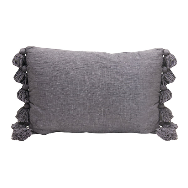 Cotton Slub Lumbar Pillow with Tassels