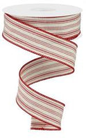 Red Ticking Stripe Ribbon