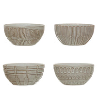 Debossed Stoneware Bowl with Pattern